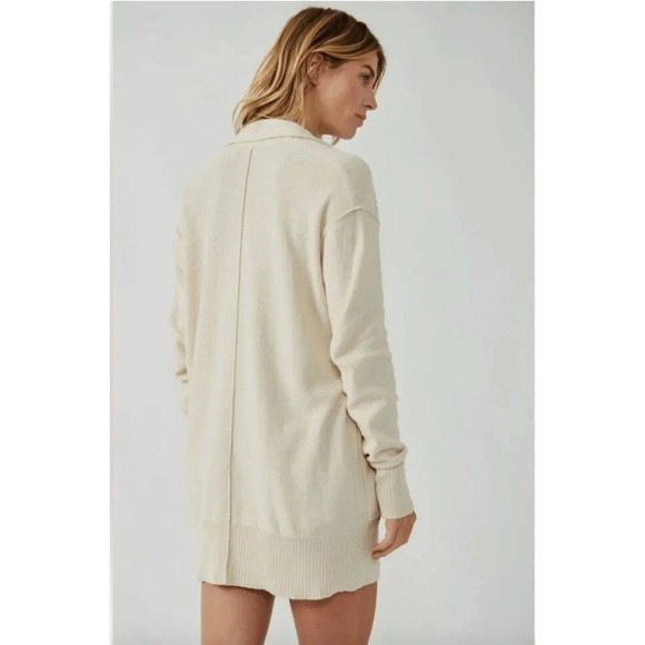 Free People Desert Blazer Cardigan Recycled Cotton Knit Sweater Cream Size Small - Picture 3 of 8